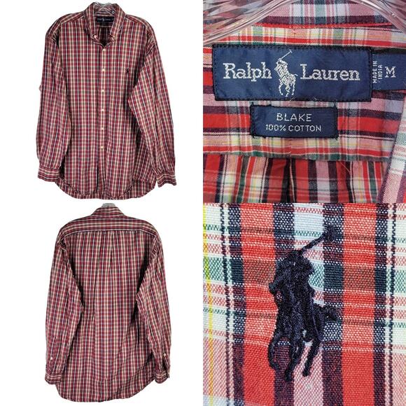 Polo Ralph Lauren Other - Polo Ralph Lauren Blake Shirt Men's Medium Red Christmas Plaid LS Button Up